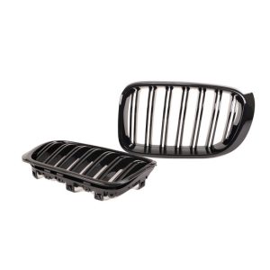 Dubbelspijls glanzend zwarte grillen passend voor BMW X3 F25 LCI model 2014 - 2017 en X4 F26 alle