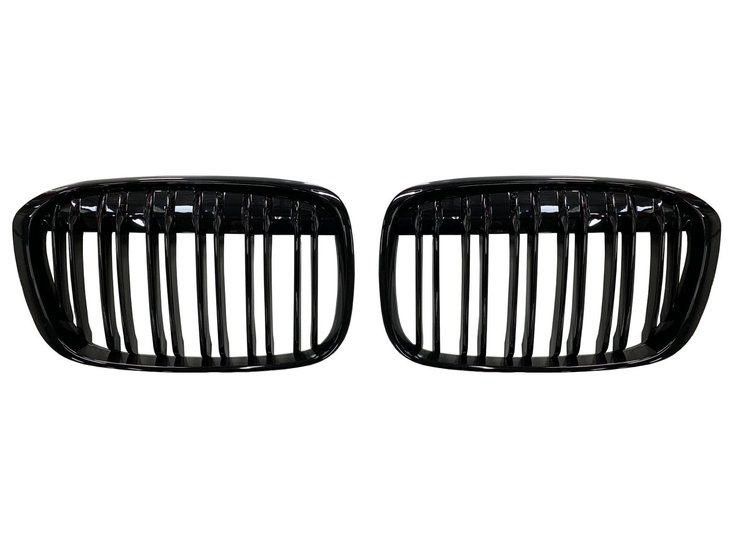 Dubbelspijls grillen glanzend zwart passend voor BMW X1 F48 model 2015 - 2019