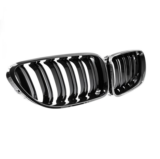 Dubbelspijls glanzend zwarte grillen passend voor BMW 6 serie F06, F12 en F13