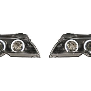 Koplampen CCFL Angel Eyes halogeen passend voor BMW 3 serie E46 coupe en cabrio facelift 2003 - 2006
