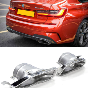 M340i look uitlaat eindstukken zilver passend voor BMW 3 serie G20 en G21