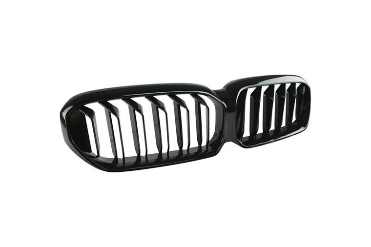 Grill glanzend zwart dubbelspijls passend voor BMW 5 serie G30 LCI en G31 LCI model 2020 - 2023 met camera