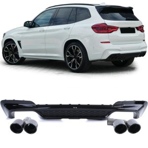 Diffuser performance look glanzend zwart met sierstukken passend voor BMW X3 G01 3.0d en 3.0i
