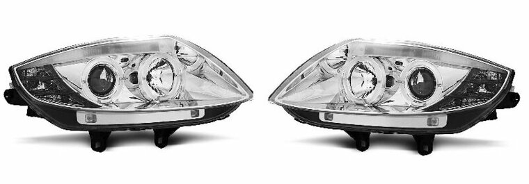 Angel eyes koplampen chroom passend voor BMW Z4 E85 en Z4 E86 met halogeen koplampen