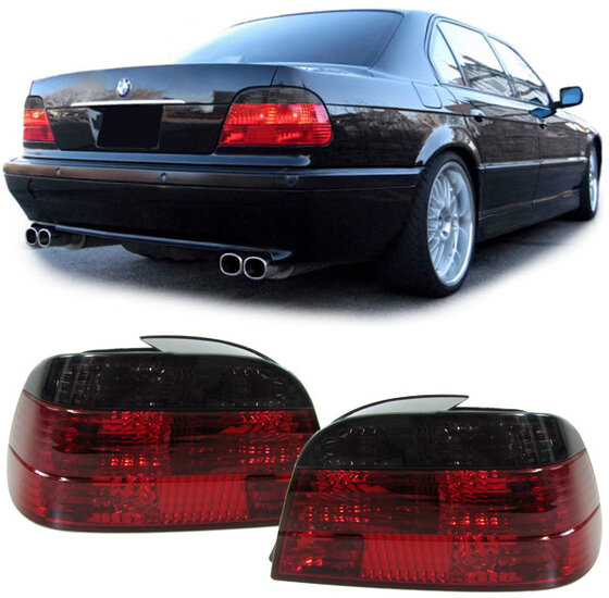 Achterlichten rood/smoke kristal passend voor BMW 7 serie E38