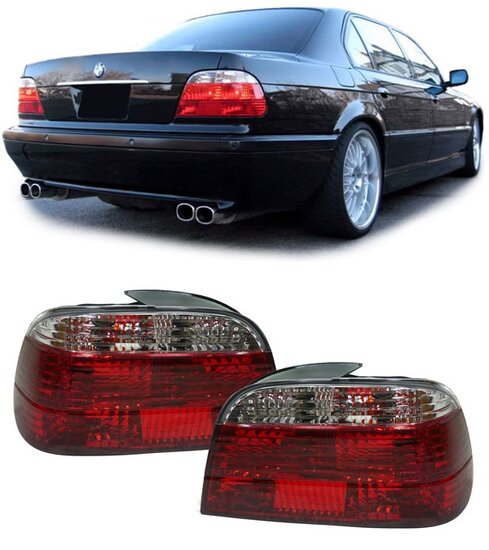 Achterlichten rood/wit kristal passend voor BMW 7 serie E38
