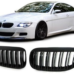 Dubbelspijls grillen glanzend zwart passend voor BMW 6 serie E63 en E64 hoogglans
