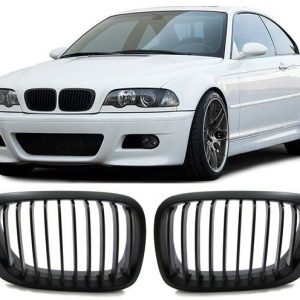 Mat zwarte grillen passend voor BMW 3 serie E46 coupe en cabrio 1999 - 2003 en M3 E46