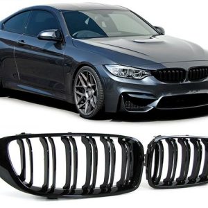 Dubbelspijls grillen glanzend zwart passend voor BMW 4 serie F32, F33 en F36