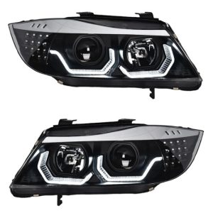 3D LED angel eyes koplampen passend voor BMW 3 serie E90 en E91 met halogeen koplampen (H7) model 2005 - 2008