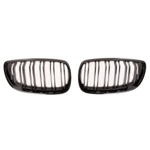 Dubbelspijls glanzend zwarte grillen passend voor BMW 3 serie E92 en E93 model 2006 - 2010