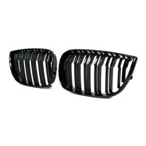 Dubbelspijls grillen glanzend zwart passend voor BMW 1 serie E81 en E87
