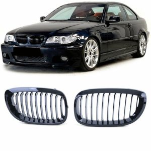 Glanzend zwarte grillen passend voor BMW 3 serie E46 coupe en cabrio facelift model 2003 - 2006