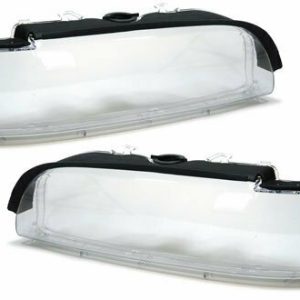 Koplampglazen met witte knipperlichten passend voor BMW 5 serie E39 facelift model 2000 - 2003