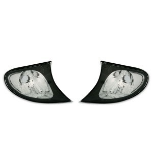 Witte knipperlichten zwarte rand passend voor BMW 3 serie E46 sedan en touring model 2001 - 2005