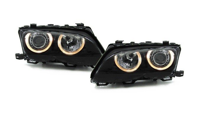 Angel Eyes koplampen passend voor BMW 3 serie E46 sedan en touring facelift model 2001 - 2005
