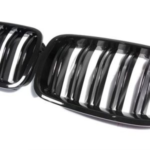 Dubbelspijls grillen BMW 5 serie E60 en E61 glanzend zwart