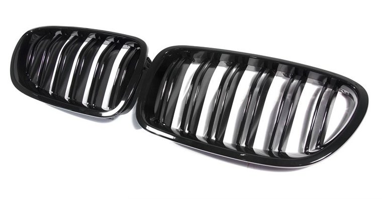 Glanzend zwarte grillen dubbelspijls passend voor BMW 3 serie E90 LCI en E91 LCI model 2008 - 2012