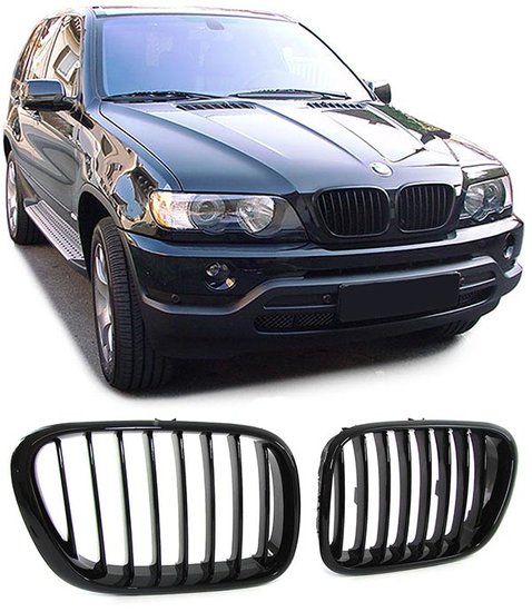Glanzend zwarte grillen passend voor BMW X5 E53 model 1999 - 2003