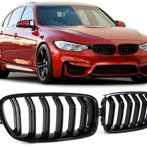 Grillen dubbelspijls glanzend zwart passend voor BMW 3 serie F30 en F31
