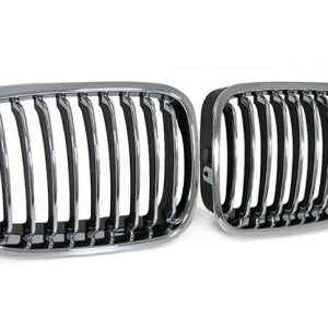 Chromen grillen passend voor BMW 3 serie sedan en touring model 1998 - 2001 en E46 compact alle