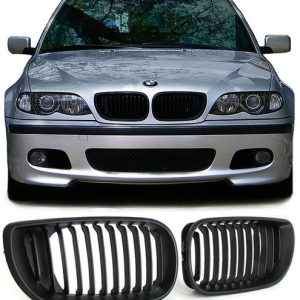 Mat zwarte grillen passend voor BMW 3 serie E46 sedan en touring