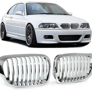 Chromen grillen passend voor BMW 3 serie E46 coupe en cabrio model 1999 - 2003 en M3 E46