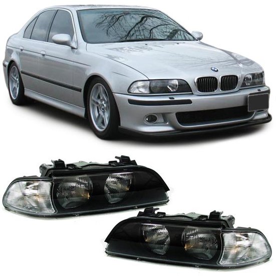 Koplamp set halogeen met witte knipperlichten passend voor BMW 5 serie E39 model 1995 - 2000