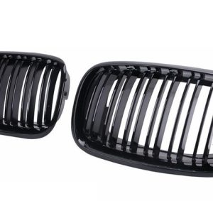 Dubbelspijls grillen glanzend zwart passend voor BMW X5 E70 en X6 E71