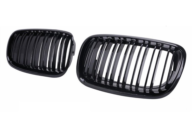 Dubbelspijls grillen glanzend zwart passend voor BMW X5 E70 en X6 E71