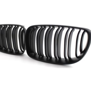Glanzend zwarte grillen dubbelspijls passend voor BMW 1 serie E81, E82, E87 LCI en E88