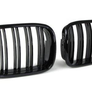 Dubbelspijls glanzend zwarte grillen passend voor BMW 5 serie E39 model 1995 - 2003