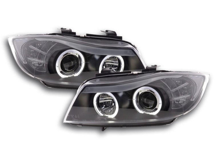 Angel eyes koplampen CCFL passend voor BMW 3 serie E90 en E91 met halogeen koplampen (H7) model 2005 - 2008